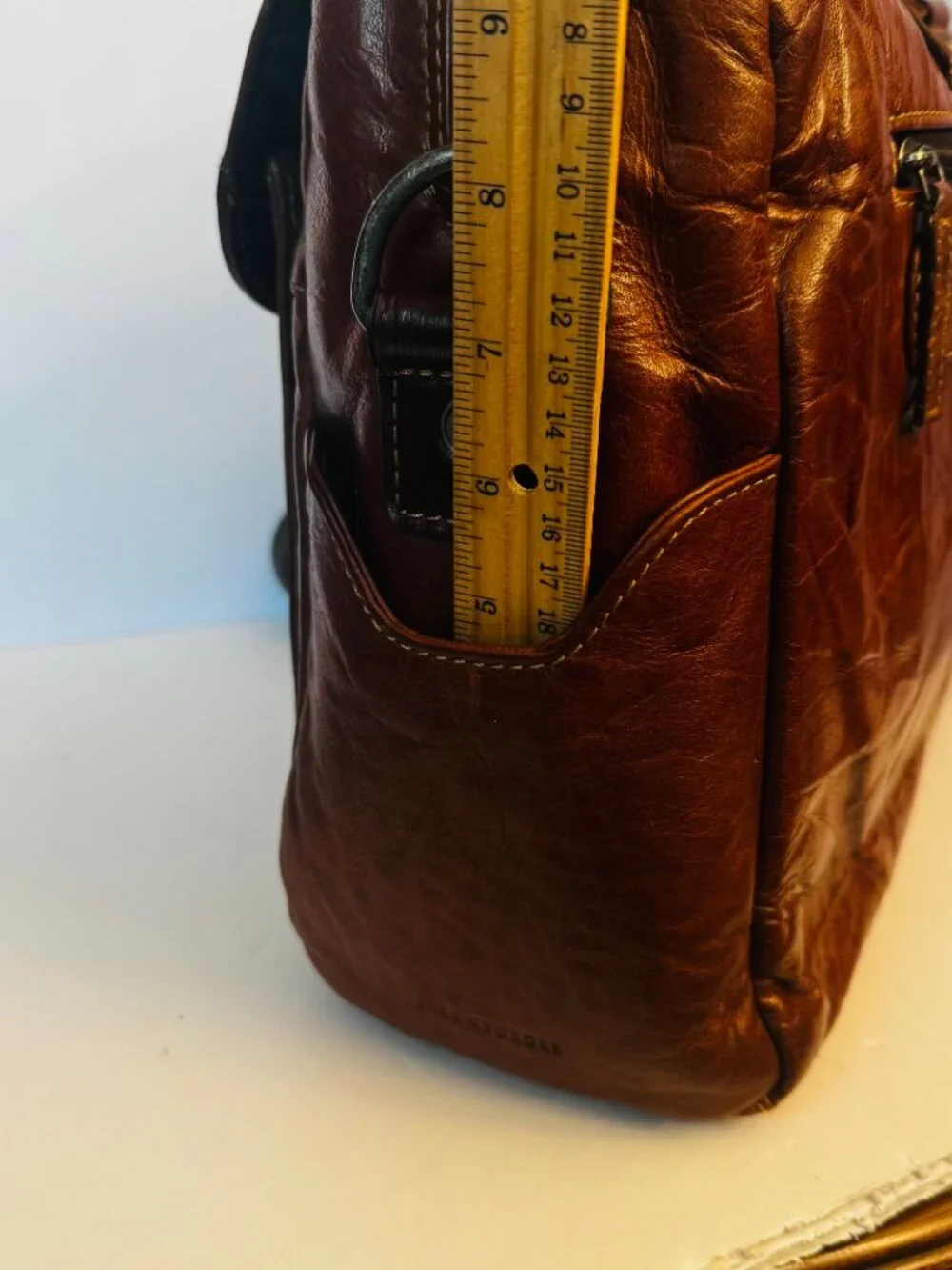 Vtg Jack Georges Large Distressed Brown Leather Messenger Bag Laptop Satchel Mag